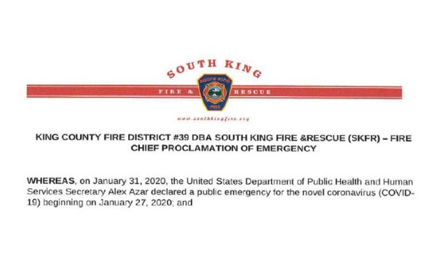 South King Fire & Rescue issues ‘Proclamation of Emergency’ due to coronavirus outbreak
