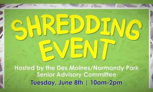 REMINDER: Shredding Event coming to Des Moines Marina on Tuesday, June 8