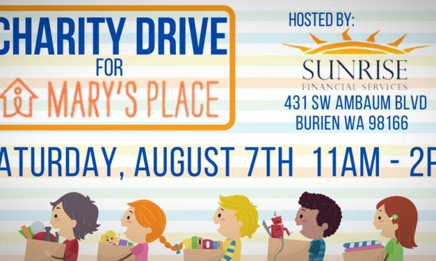 Sunrise Financial Services holding Charity Drive for Mary’s Place on Saturday, Aug. 7