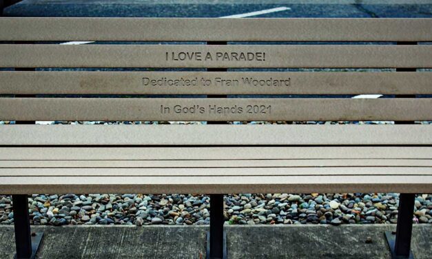 ‘I Love a Parade’ memorial bench dedicated to the late Fran Woodard installed