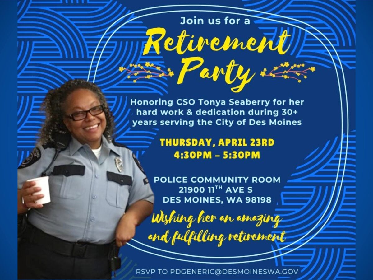 Public invited to April 23 retirement event for Des Moines Police Department CSO Tonya Seaberry
