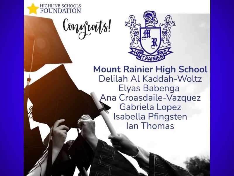 Six Mount Rainier High seniors awarded Highline Schools Foundation scholarships