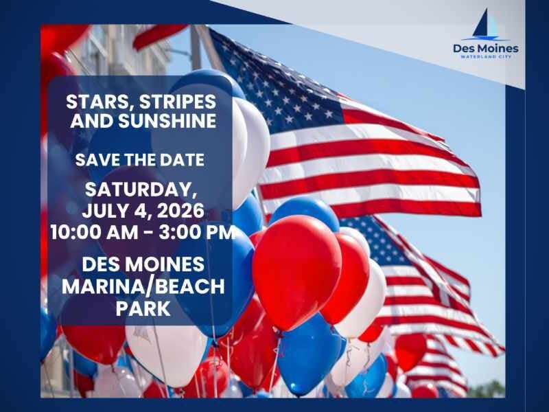 Des Moines to celebrate 4th of July with free Stars, Stripes & Sunshine event at Marina and Beach Park