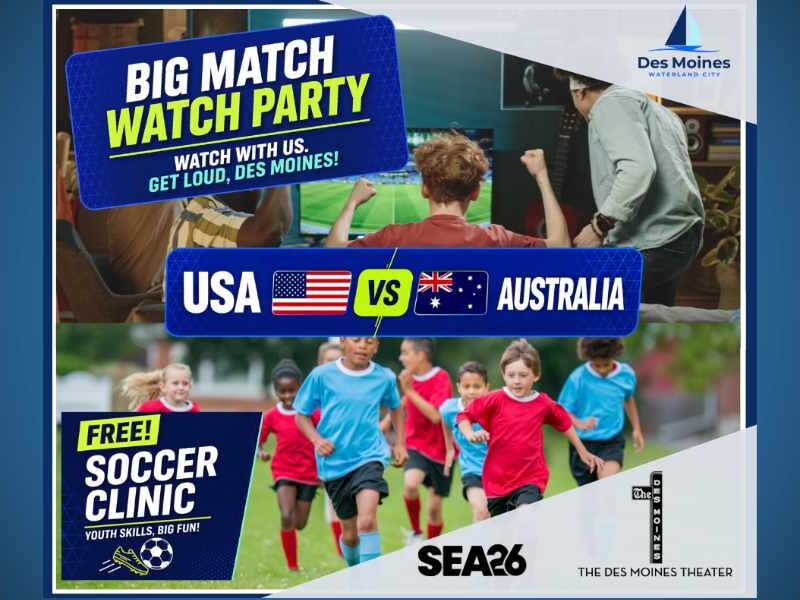 Soccer fans invited to free World Cup viewing party at Des Moines Theater on Friday, June 19