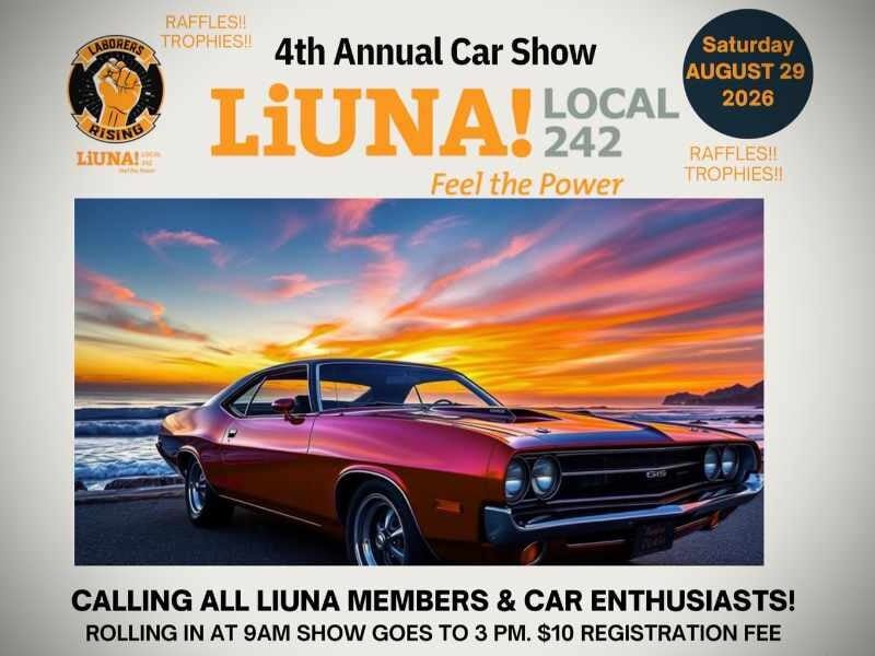 LIUNA Local 242 to host 4th annual Car Show benefiting Des Moines Food Bank on Saturday, Aug. 29