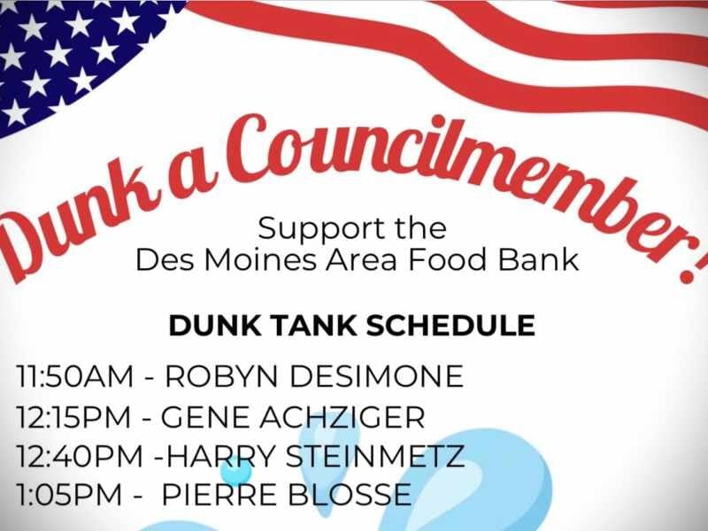 Dunk a Des Moines City Councilmember to support local food bank this 4th of July