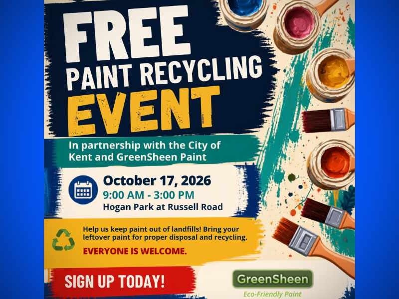 Free paint recycling coming to Kent’s Hogan Park on Saturday, Oct. 17